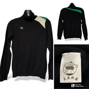 L.A.M.B. Black and Green 100% wool Sweater